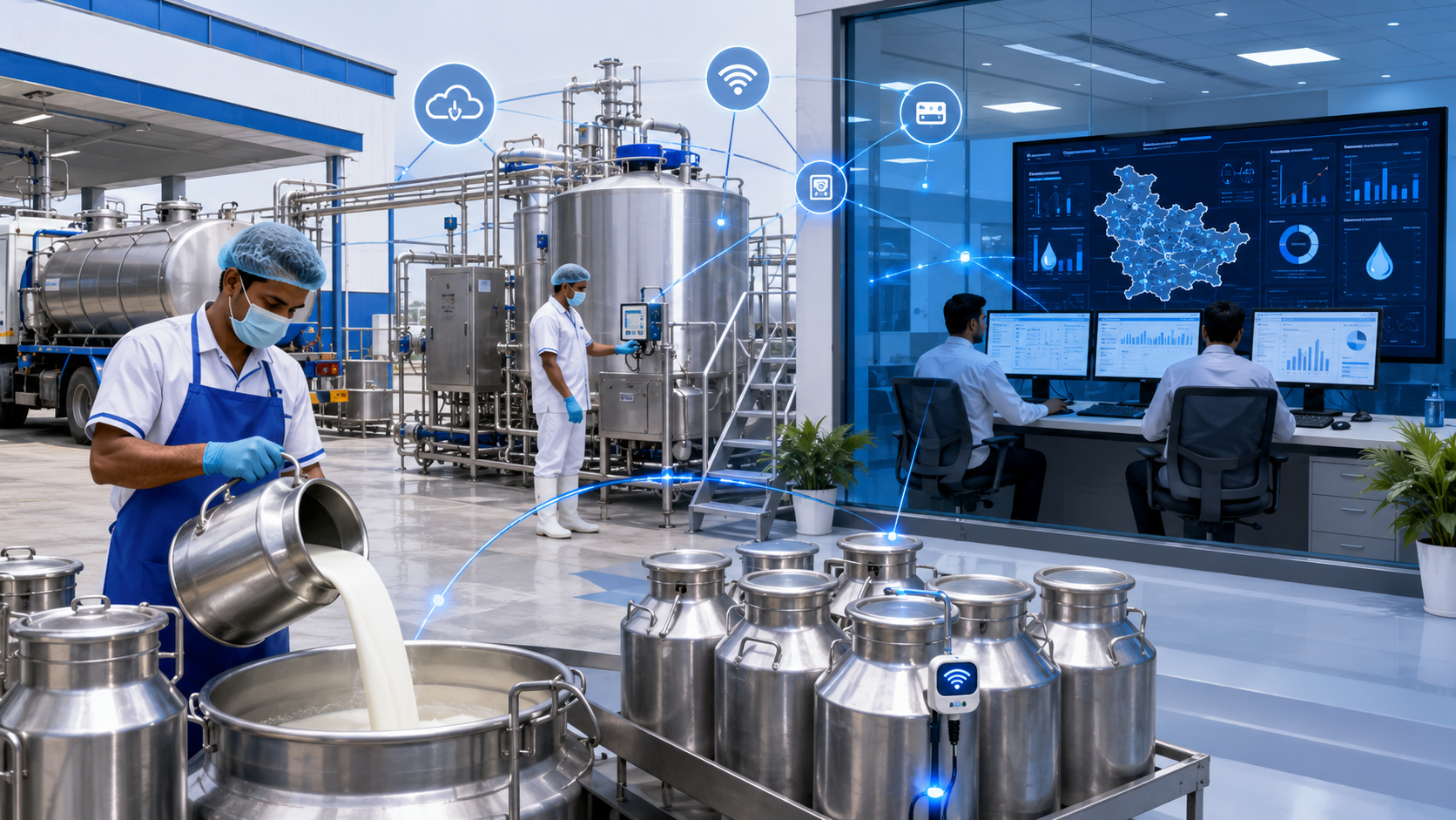 Village milk collection automated by an NcCode Milk Data Centre DPU